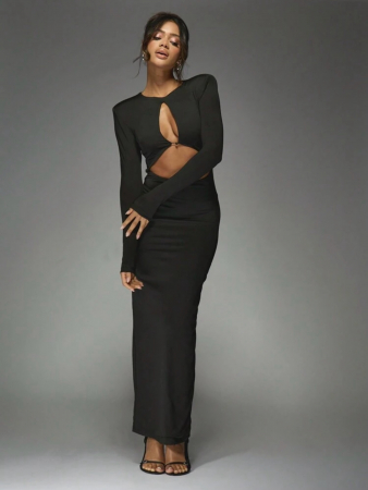 IMBRACAMINTE - Rochie C1547 Karol Neagra Maneci Lungi