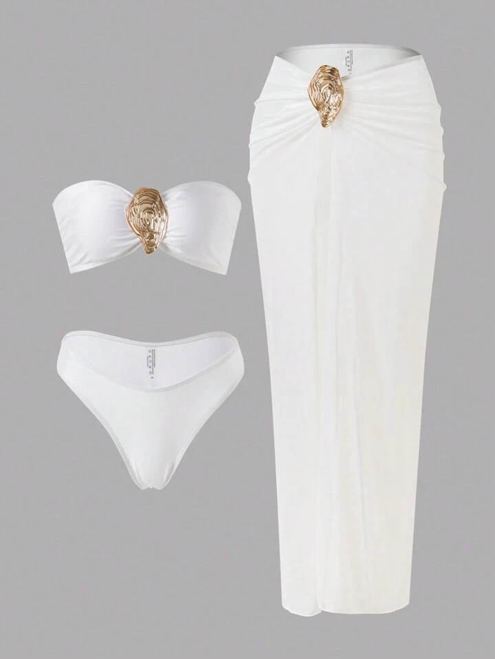 COSTUME DIN 2 PIESE - Costum de Baie C1580 Mykonos + Fustă Plajă