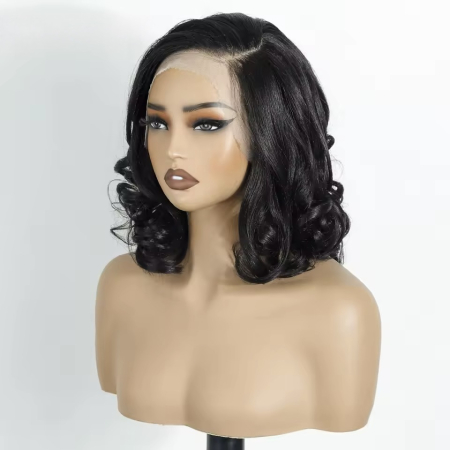 Peruca C1695 FRONT LACE Bruneta Ondulata Volum Bob Scurta (dantela la baza) [3]