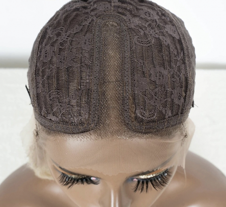 Peruca C1029 FRONT LACE Blonda Baza Satena Ombre Blond Platinat [5]