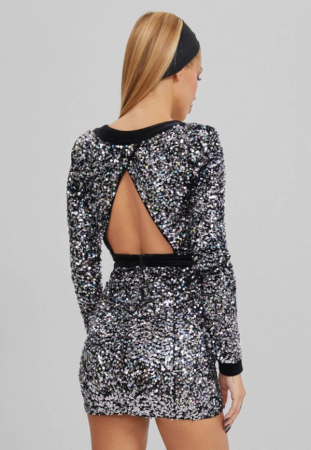 Rochie C1098 Argintie Cu Paiete Isabella [1]