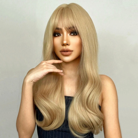 PERUCI - Peruca C1472 Blonda Cenusie Cu Breton Blond Inchis Auriu
