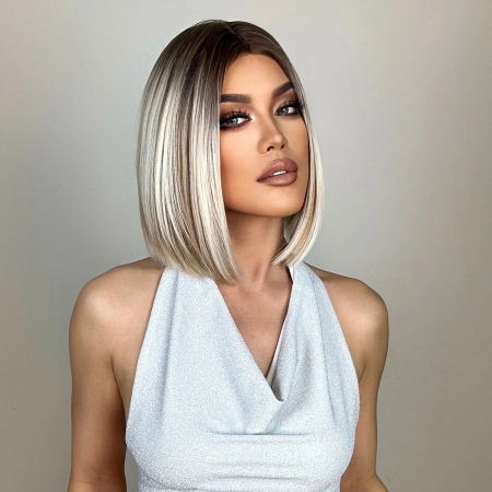 Peruca C1243 Blonda Platinata Bob Cu Suvite [1]