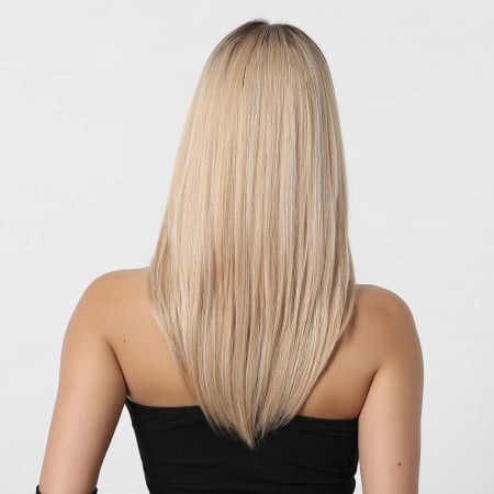Peruca C1250 Blonda Cenusie Cu Breton si Par Filat Suvite [1]