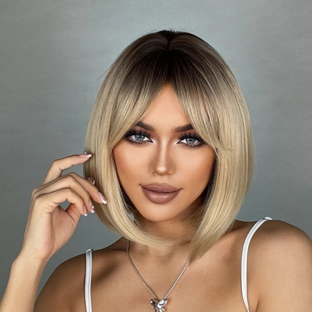 Peruca C965 Blonda Cu Breton Ombre Bob [2]