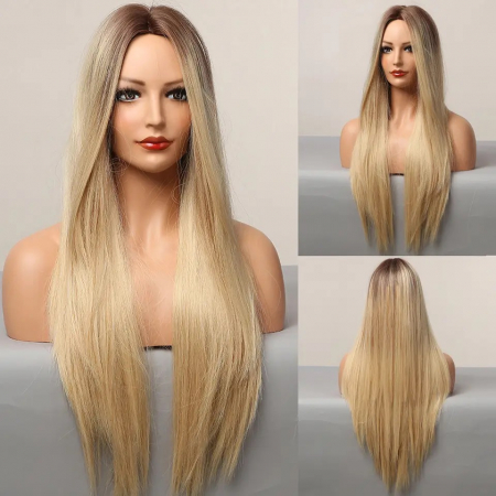 Peruca C1038 Blonda Ombre Cu Baza Satena Blond Auriu [3]