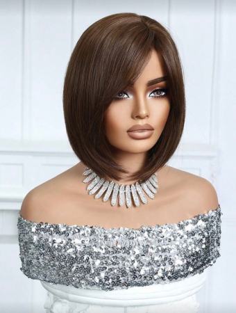 Peruca C1722 Satena Castanie Cu Breton Lung Bob Maro [1]