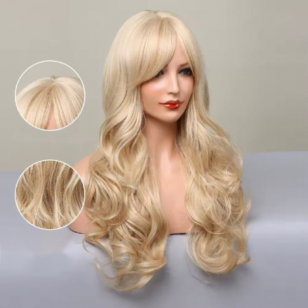Peruca C1450 Blonda Cu Breton Lung Blond Auriu Ondulata [2]