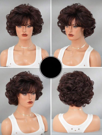 Peruca C1729 Satena Roscata Acaju Cu Breton Si Volum Ondulata [4]