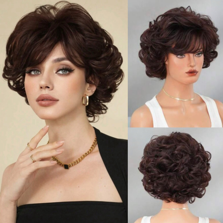 PERUCI CU PAR SCURT - Peruca C1729 Satena Roscata Acaju Cu Breton Si Volum Ondulata