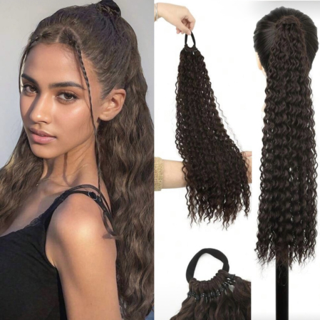 Cozi Cu Panglica - Coada C1733 Extensie Satena Cu Elastic Pentru Volum Creata Afro Ondulata