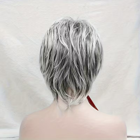 Peruca C1763 Blond Gri Cu Breton si Suvite Par Filat in Scari [3]