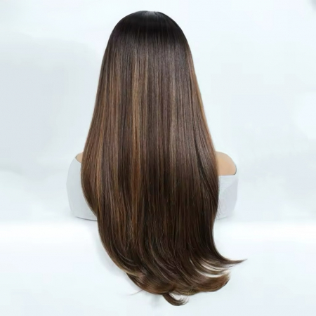 Peruca C1489 FRONT LACE Satena Cu Suvite Blonde Ombre Baza Bruneta [3]
