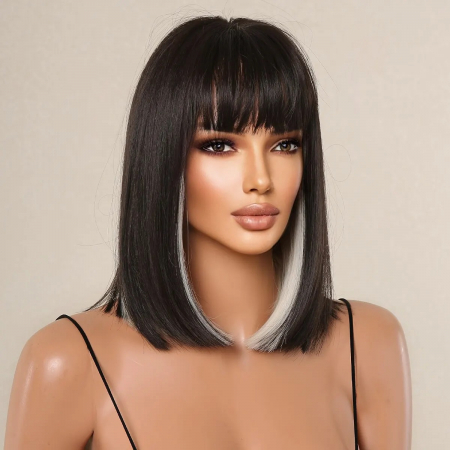 Peruca C1051 Bruneta Blonda Bob Cu Breton [1]
