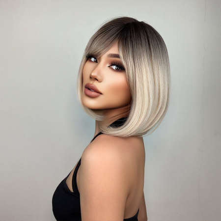 Peruca C972 Blonda Bob Ombre Cu Suvite Si Breton [4]