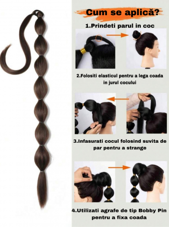 Coada C1604 Cu Elastic De Prindere Saten Foarte Inchis (spre negru) [5]
