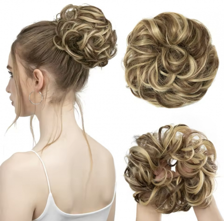 COCURI - Coc C1352 Prindere Cu Elastic Par Ondulat Saten Deschis Cu Suvite Blonde