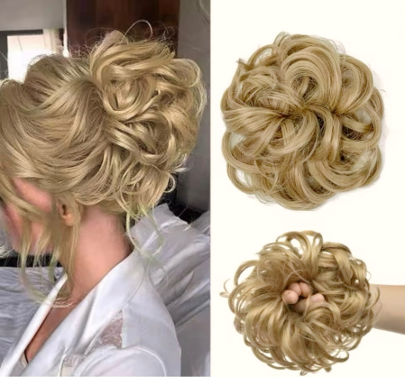 EXTENSII SI COZI - Coc C1355 Prindere Cu Elastic Par Ondulat Blond Cenusiu Inchis