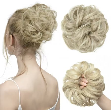 COCURI - Coc C1356 Prindere Cu Elastic Par Ondulat Blond Cenusiu