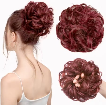 COCURI - Coc C1364 Prindere Cu Elastic Par Ondulat Roscat Visina Visiniu