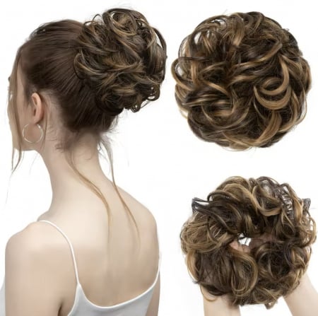 COCURI - Coc C1379 Prindere Cu Elastic Par Ondulat Saten Mediu Cu Suvite Blonde