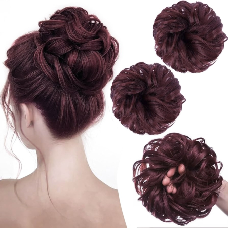 EXTENSII SI COZI - Coc C1676 Prindere Cu Elastic Par Ondulat Roscat Inchis Visina Visiniu