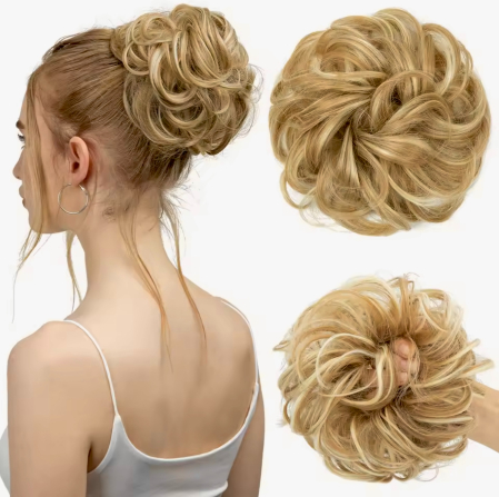 COCURI - Coc C1818 Prindere Cu Elastic Par Ondulat Saten Deschis Cu Suvite Blonde