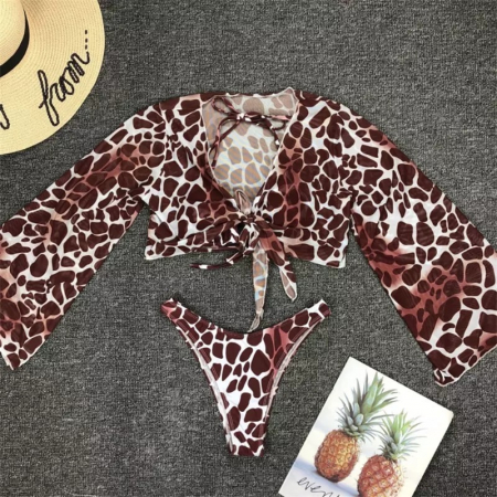 Costum de Baie C304 Leopard Cu Bluza Plaja [4]