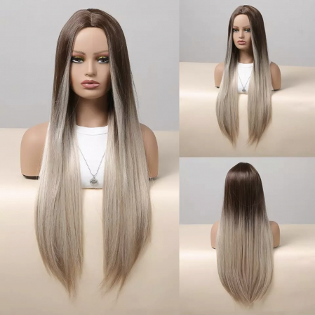 Peruca C228 Baza Satena Cu Suvite Blonde Frontale [1]