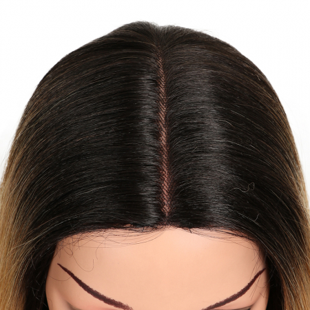 Peruca C157 FRONT LACE Blonda Baza Bruneta Ombre Blond Auriu [4]