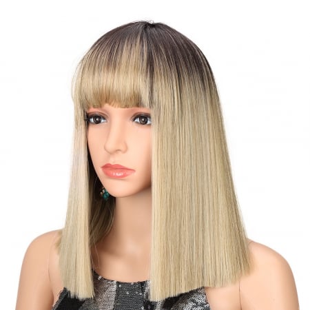 Peruca C113 Blonda Blond Cenusiu Ombre Bob Cu Breton [2]
