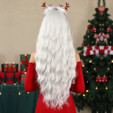Peruca C1013 Blonda Gri Blond Platinat cu Breton si Par Cret [3]