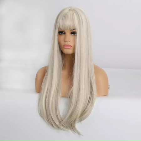 Peruca C885 Blonda Cu Breton Gri Cenusie Suvite Maro Blond Platinat [3]