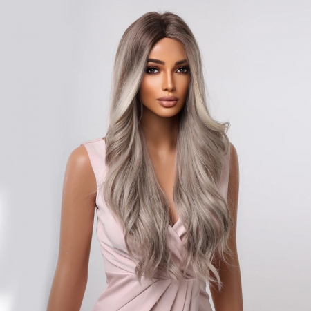Peruca C316 Blonda Gri Blond Platinat Cu Suvite [3]