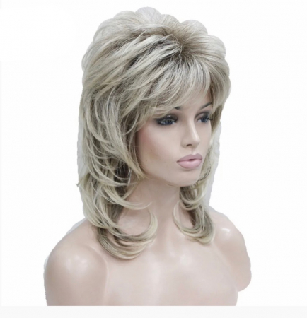 Peruca C389 Blonda Gri Cu Breton Par Filat Volum [2]