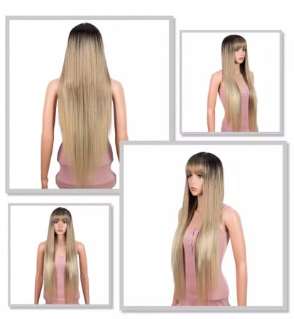 Peruca C253 Blonda Ombre Baza Satena Cu Breton Cenusie [3]