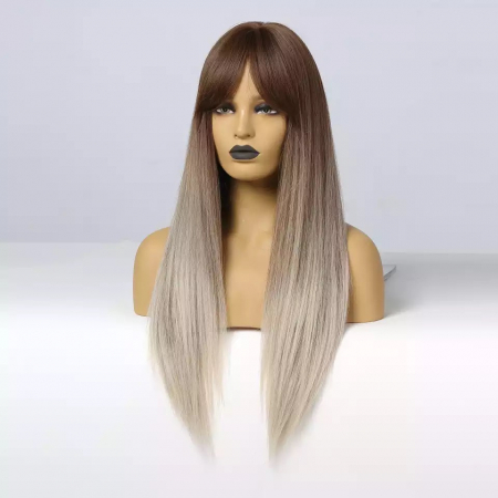 Peruca C258 Blonda Ombre Baza Satena Cu Breton Si Varfuri Gri [1]