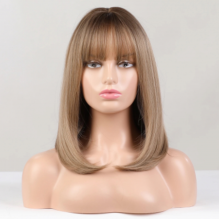 Peruca C779 Blonda Ombre Blond Cenusiu cu Breton Bob [3]