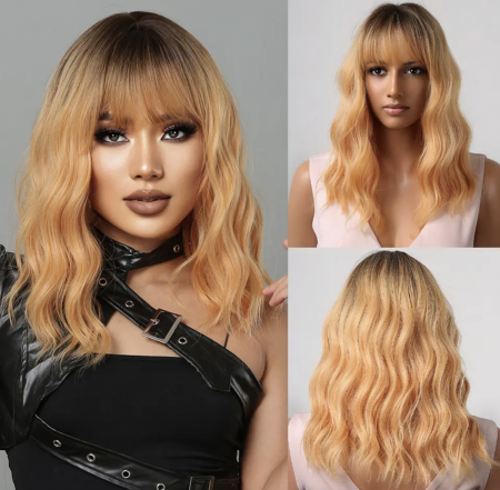 Peruca C874 Blonda Ombre Bob Creata Bob Auriu Deschis [5]