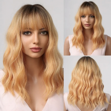 Peruca C874 Blonda Ombre Bob Creata Bob Auriu Deschis [4]