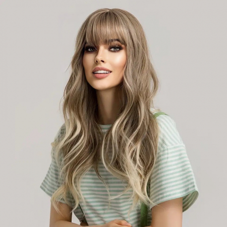 Peruca C246 Blonda Ombre Cu Breton si Varfuri Blonde Ondulata [0]