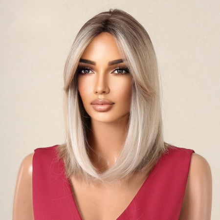Peruca C925 Blonda Ombre Gri Bob Scurta Blond Platinat Suvite [2]
