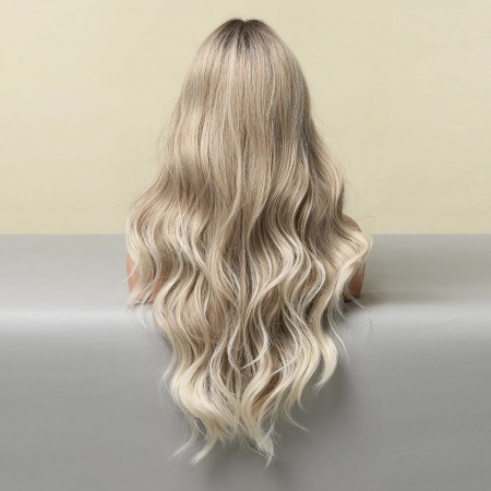 Peruca C57 Blonda Ombre Silver Gri Platinata cu Par Ondulat si Suvite [2]
