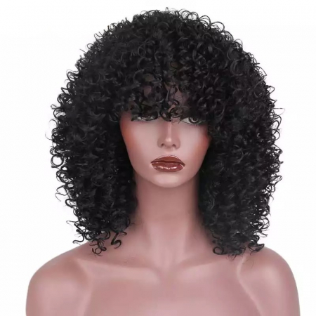 Peruca C98 Bruneta Afro cu Breton si Par Cret [1]