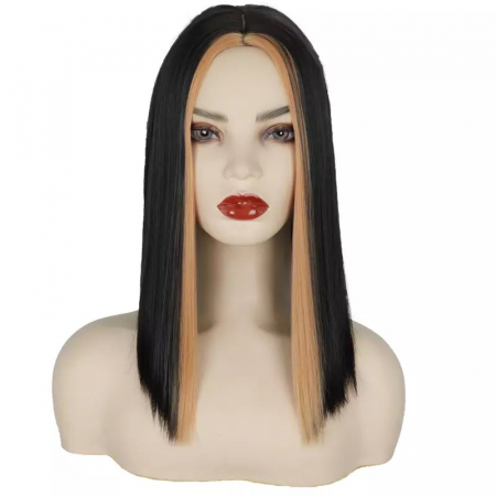 Peruca C217 Bruneta Bob Cu Suvite Blonde Frontale [1]