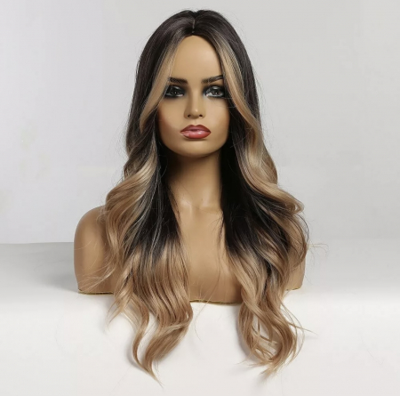 Peruca C179 Bruneta Cu Suvite Blonde Ondulata [1]