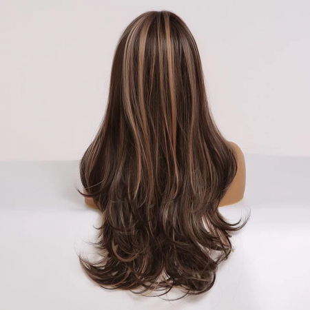Peruca C172 Bruneta Cu Suvite Blonde Ondulata [2]