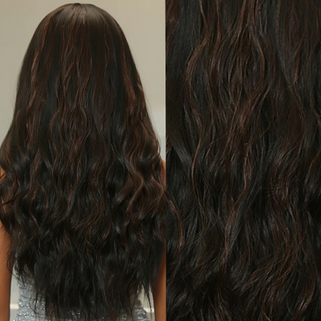 Peruca C873 Bruneta Cu Suvite Blonde Ondulata Volum stil African [2]