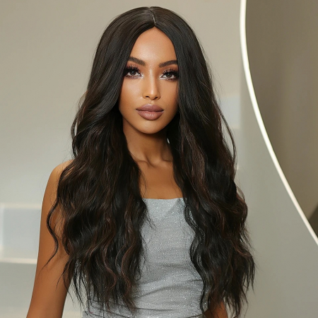 Peruca C873 Bruneta Cu Suvite Blonde Ondulata Volum stil African [1]