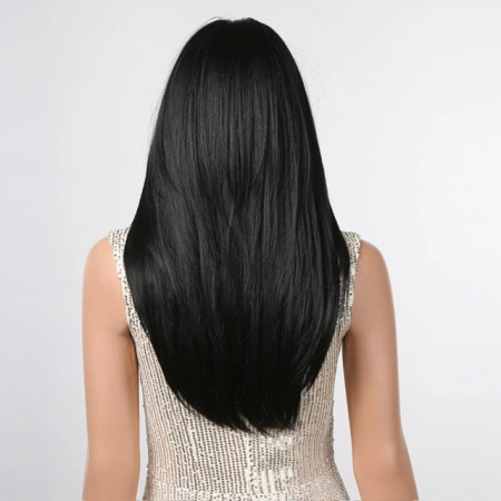 Peruca C781 Bruneta cu Breton Negra Negru Intens Filata [3]